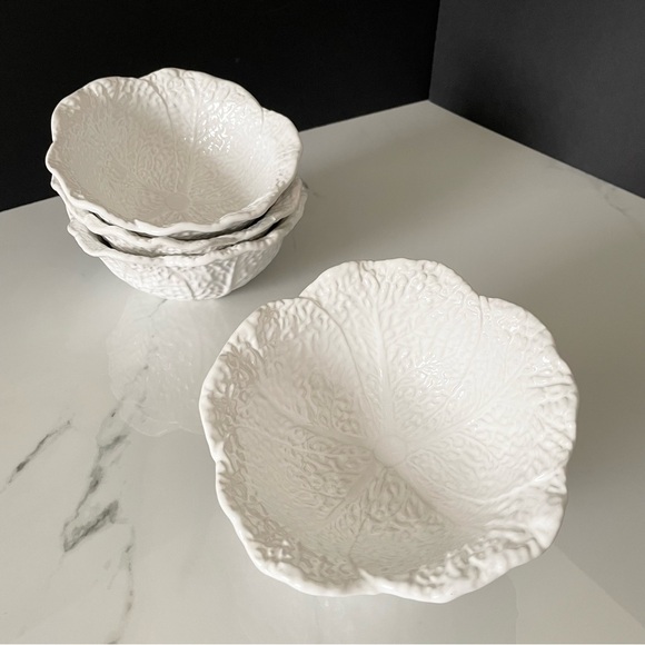 SET of 4 White Cabbage Bowls by Bordallo Pinheiro - Picture 3 of 9